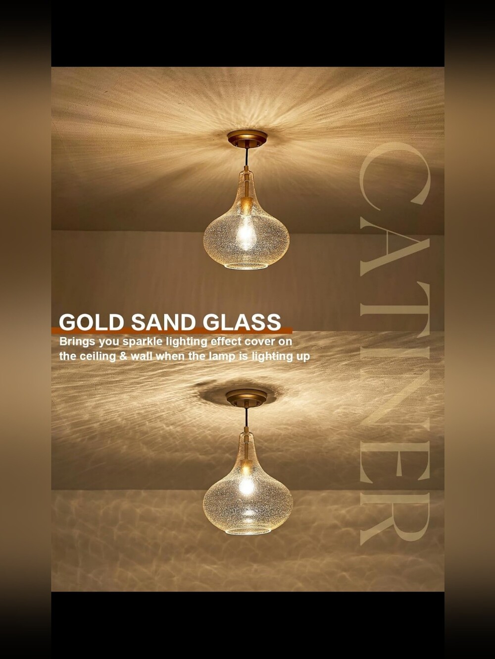 Gold Sand Glass Pendant Wall Lamp - Gold